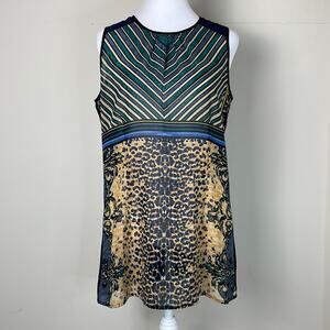 Cabi #565 Buchanan Mixed Print Stripe Leopard Animal Print Tank Size S